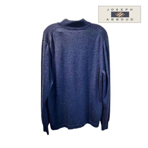 Joseph Abboud Mens‎ 1/4 Zip Mock Neck 100% Extra Fine Merino Wool Sweater - Picture 3 of 6